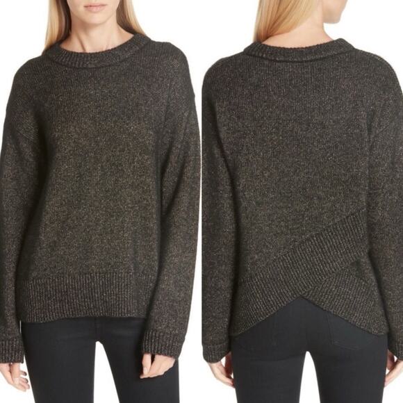 A.L.C. Bowen Cross Back SOFT Merino Wool Alpaca Black Gold Metallic Sweater S - Picture 2 of 10